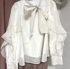 ボウタイオーガンジーフリルブラウス