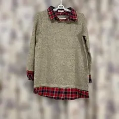 チェック 赤 セーター