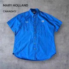 1165古着MARY HOLLANDワークシャツ企業系刺繍ロゴPEPSIカナダ製