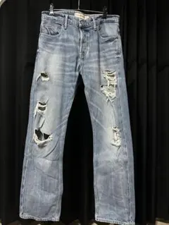 GUESS ダメージ加工 ストレートデニム