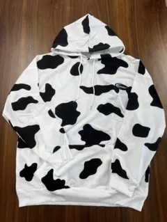 ビッグシルエット牛柄 ホルスタイン アニマル パーカー トップス002970XL