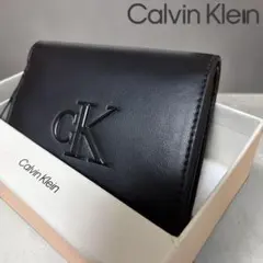 Calvin Kleinカルバンクライン ふたつ折り財布 CKロゴ ブラック
