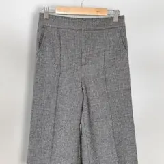 【日本製】ツイード調ワイドパンツ 9号 グレー系 上品きれいめ オフィス 通勤