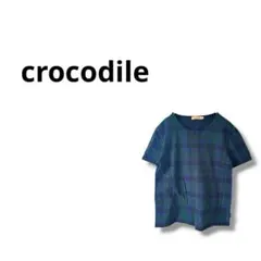 【クロコダイル 】半袖 チェック柄 カットソー Tシャツ M