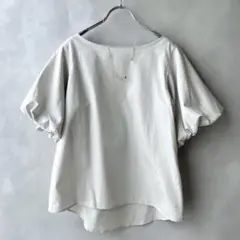 美品✨フランチェスカアマンラベル　綿100 バルーンスリーブブラウス　薄グレー