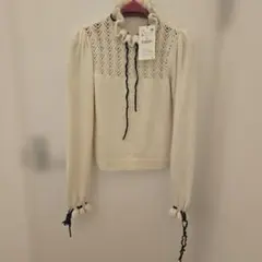 ZARA アイボリー レース編み トップス M