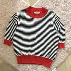 ♡ジュエティ×カンゴール♡ボーダー柄半袖ニットプルオーバー♡原宿系♡韓国風♡人気