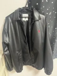 U.S. POLO ASSN. ブラックレザー風ジャケット M
