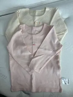 長袖Tシャツ2枚セット 100サイズ ピンク・アイボリー
