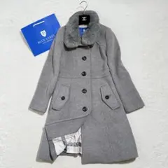 【美品】バーバリーブルーレーベル　ロングコート　ベルト　アンゴラ　グレー　40 美品】バーバリーブルーレーベル ロングコート ベルト アンゴラ