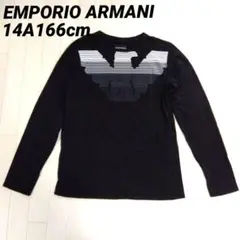 エンポリオアルマーニ14A166cm　グラデーションイーグルロゴ長袖Ｔシャツ　黒