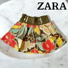 ZARAザラ TRF ミニスカート 麻 綿 リゾート 花柄 トロピカル