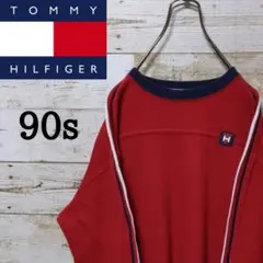 トミーヒルフィガー　ワンポイントロゴトレーナー　サイドライン　トリコロール90s