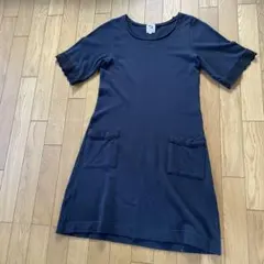 アーノルドパーマー M チュニック ニットワンピース 紺 ネイビー 袖レース