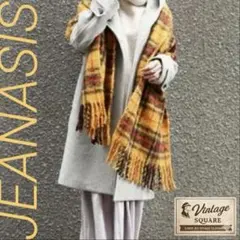 JEANASIS ジーナシス チェック柄 大判マフラー フリンジ ストール 秋冬