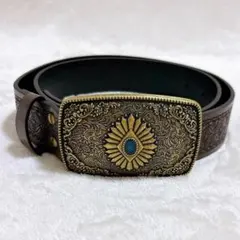 アンティーク ウエスタンベルト アメカジ カウボーイ y2k ターコイズ 古着