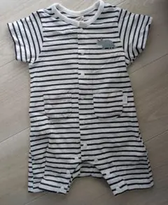 petit main ロンパース 70 ボーダー 恐竜 半袖 半ズボン 美品