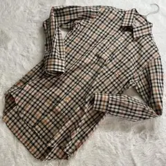 【M】 Daks ☆ ダックス チェック コットンシャツ ベージュ系 美品