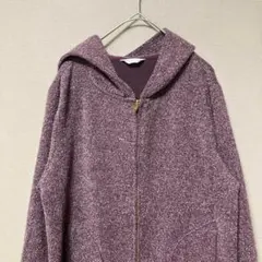 フランセーズ　フルジップパーカー(L)ツイード風生地　ゆったり　パープル