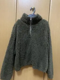 オリーブグリーン ボアジャケット ハーフジップ