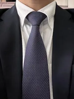 【美品】ネイビー ドットビジネス用ネクタイ