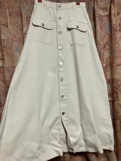 アイボリー フレアスカート ベルト付き Mサイズ
