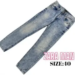 ⭐️A282⭐️ ZARA ♥ ダメージ クラッシュ ケミカル風 スキニーデニム