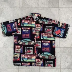 ビンテージ風マルチカラー半袖シャツ★XL