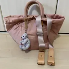 ラシット ナイロン　バッグ　2way 美品　チャーム付き　ショルダー紐付き