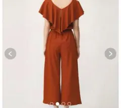 【⚠️最終値下げ】SLY オレンジ　オールインワン　ショルダーフリルロンパースのサムネイル