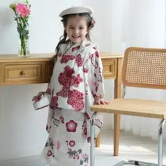 【新品】　七五三　3歳　女の子　着物　フルセット　白　かわいい　レトロ　前撮り
