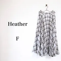Heather（F）チェックシフォンプリーツスカート　ロング　フレア　ホワイト系のサムネイル