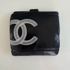 CHANEL カンボンライン　二つ折り　財布　正規品 CHANEL シャネル カンボンライン シルバー金具 二つ折り財布（小銭入れ