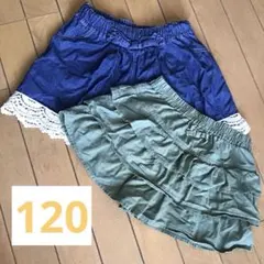 デニムブルー・オリーブグリーン半ズボンセット120