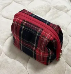 チェック柄ワイヤーポーチ 赤と紺