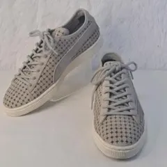 【希少デザイン】PUMA SUEDE パンチングスエード グレー 24.5cm