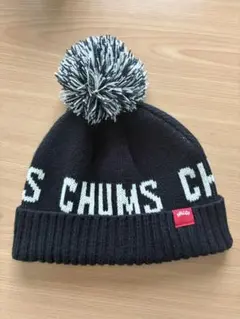 チャムス　ポンポン付きニット帽　ブラック