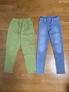 キッズ ロングパンツ 2点セット グリーン デニムのサムネイル