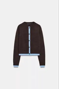 ZARA コントラストニットカーディガン