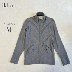 イッカ✨ジップアップパーカー カジュアル シンプル 無地 ハイネック ストレッチ