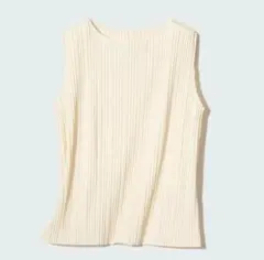 UNIQLO プリーツノースリーブT タンクトップ　ホワイト XL
