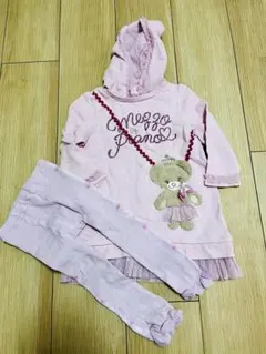 【mezzo piano】ピンク トレーナー&レギンス セット 90cm