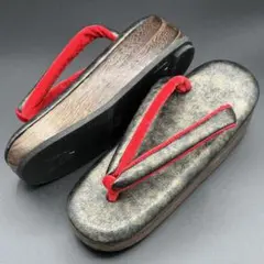 【364】高級舟形下駄 低反発 金黒ぼかし柄×赤地 フリーサイズ 草履