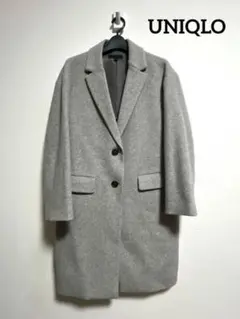UNIQLO ウールブレンド ビッグシルエット テーラードコート ライトグレー