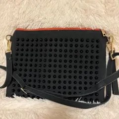 OLIVIER スタッズ ショルダークラッチバッグ 黒