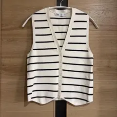 ZARA ストライプ ニットベスト Mサイズ