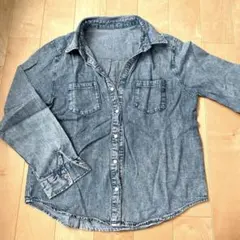 レディース デニムシャツ ブルー 長袖シャツ Mサイズ 長袖