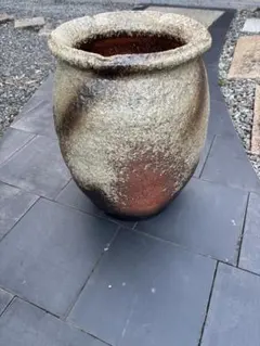 古美術】味のある大ぶり 古窯 花器 壺 時代物 メダカ鉢 茶道具 華道