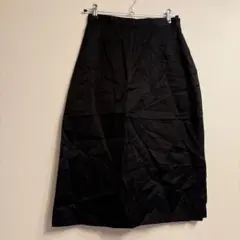 ブラック 黒 ロングタイトスカート 無地 シンプル 膝下きれいめ 海外古着