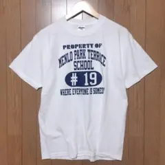 USA古着 JERZEES カレッジ物 ビッグプリント ホワイトTシャツ Ｍ